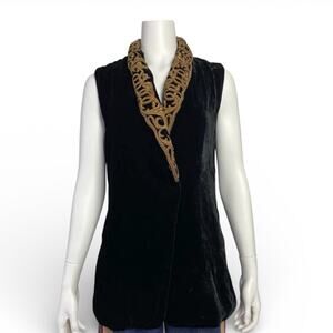 Vtg Ralph Lauren Purple Label Womens 10 Velvet Vest Gold Coil Collar